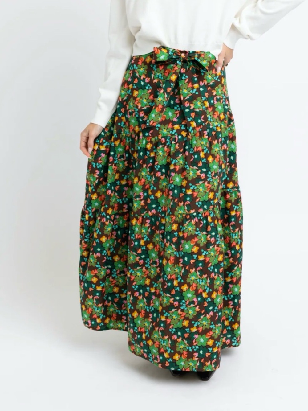 Karlie Brown Maxi Skirt with Multicolor Floral Print